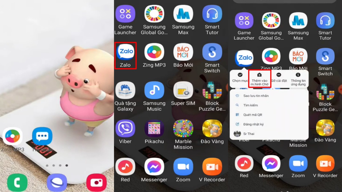 Cách đưa biểu tượng Zalo ra màn hình chính trên điện thoại Android