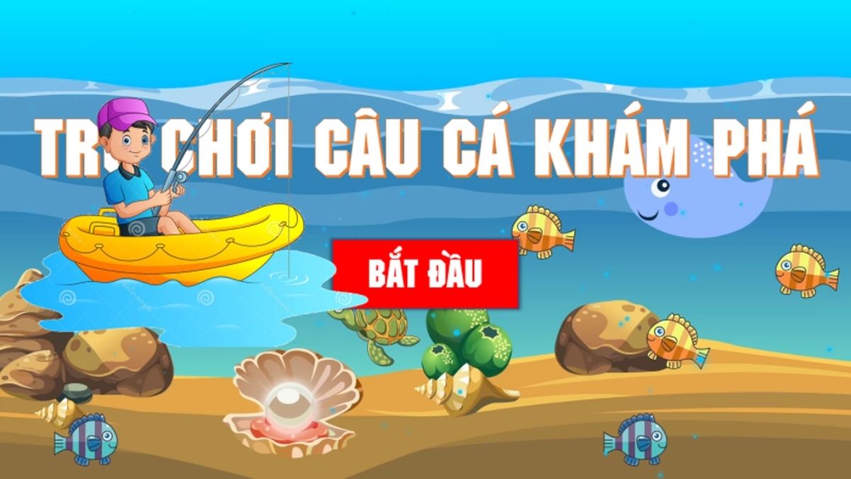 Trò chơi câu cá khám phá mang màu sắc tươi sáng, vui nhộn cùng các con vật xung quanh phù hợp cho mẫu PowerPoint về chủ đề 20/11