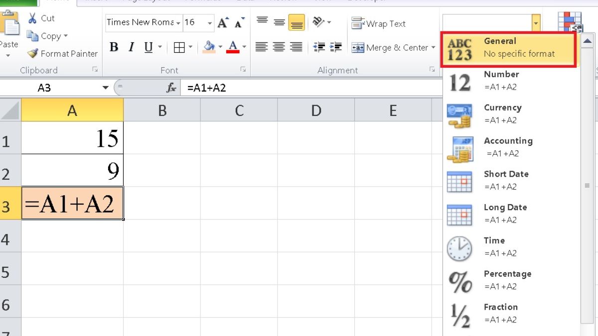 Excel tính sai kết quả và cách khắc phục 2 bước 3