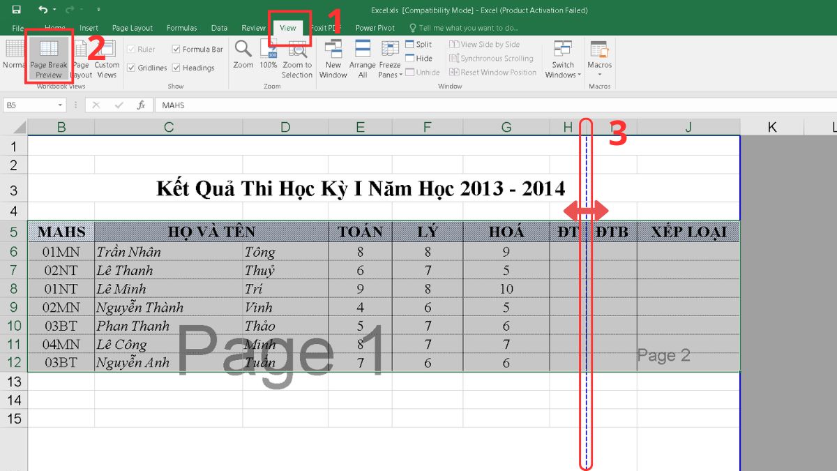 Cách khắc phục lỗi file Excel bị chia thành nhiều trang phần 3