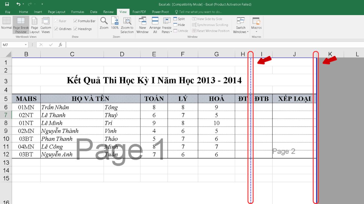 Cách khắc phục lỗi file Excel bị chia thành nhiều trang phần 2 bước 1