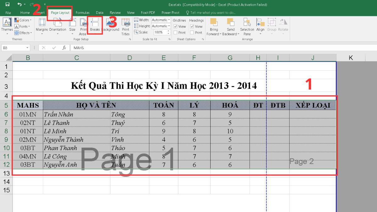 Cách khắc phục lỗi file Excel bị chia thành nhiều trang phần 2 bước 2