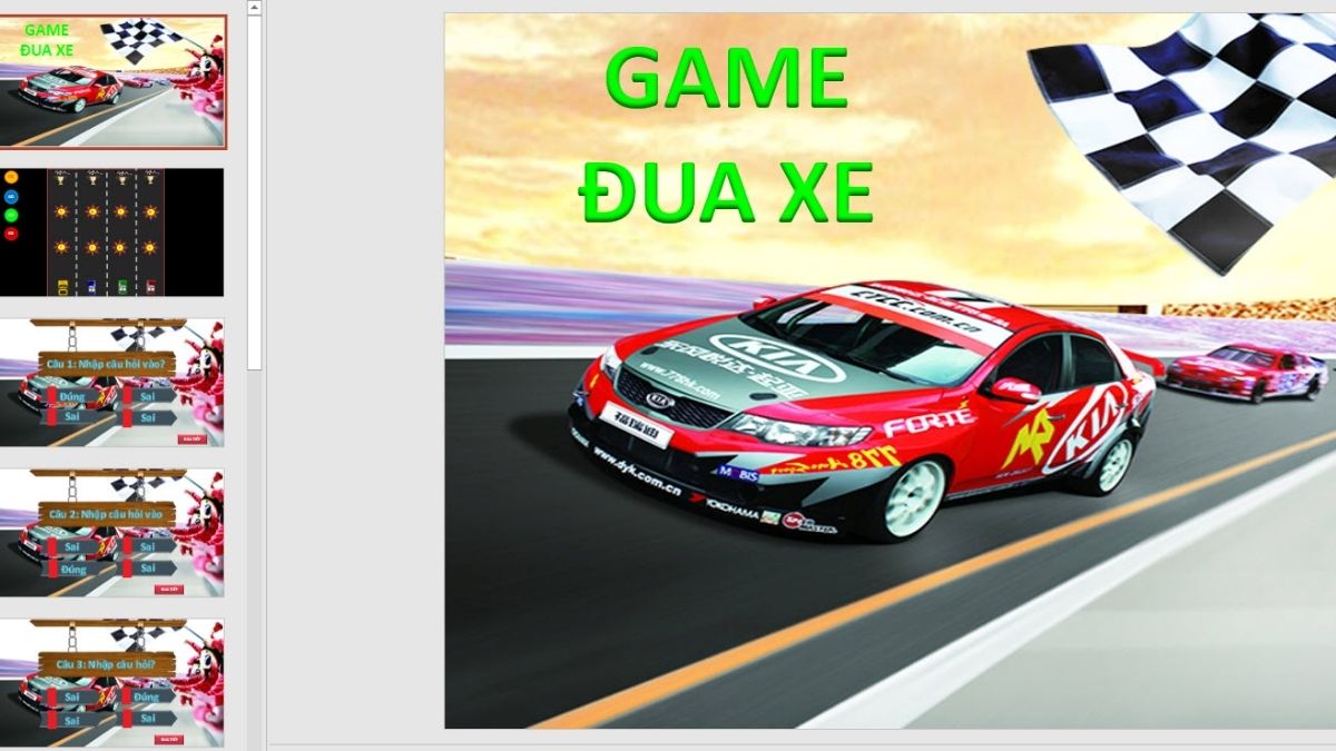 mẫu game trò chơi đua xe trên powerpoint