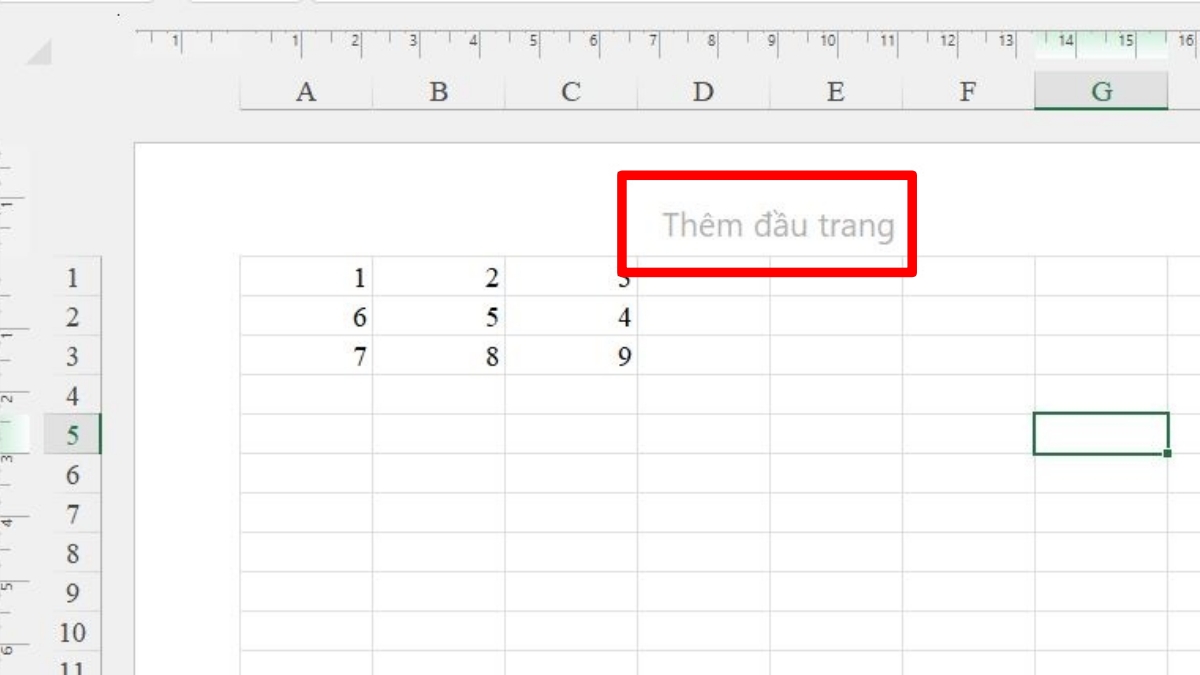 Đánh số trang trong Excel bằng chế độ xem Page Layout - bước 2