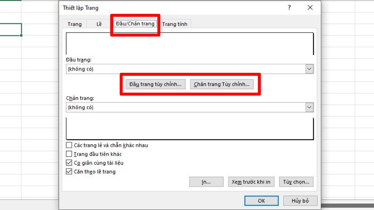 Cách đánh số trang 1/2 trong Excel - bước 2