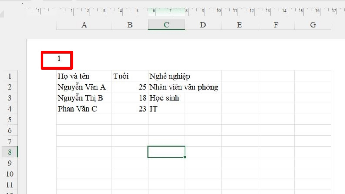 đánh số trang trong excel - bước 4