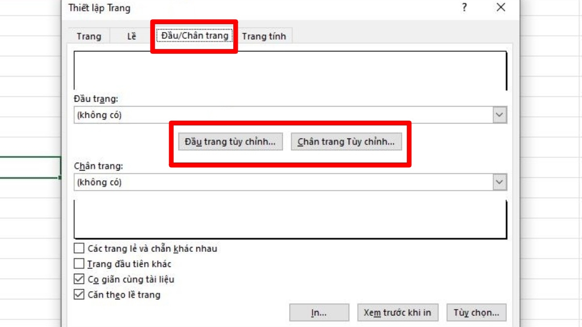 Đánh số trang trong Excel theo ý muốn - bước 3