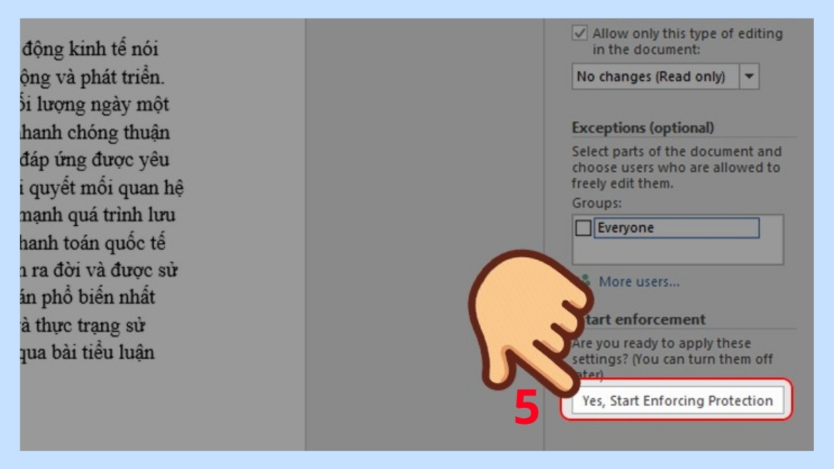 đặt mật khẩu cho file word từ protect document bước 3