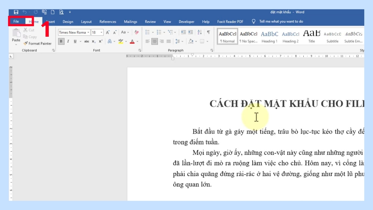 Cách đặt mật khẩu cho file Word bước 1
