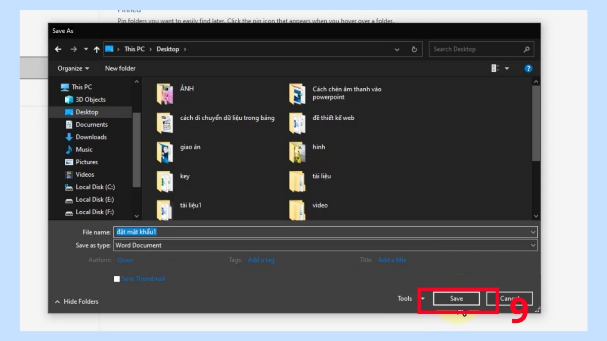 Cách đặt mật khẩu cho file Word bước 3 tiếp theo