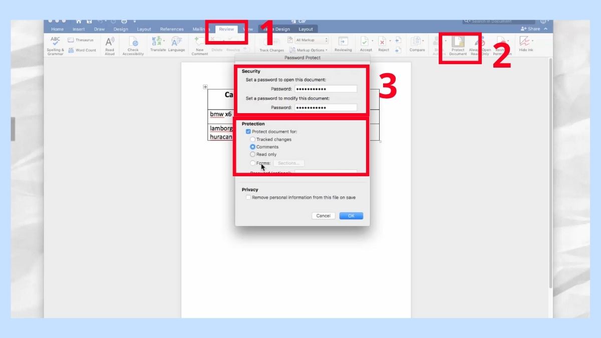 Cách đặt mật khẩu cho file Word bước 3+