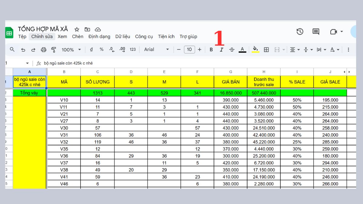 cách định dạng số trong Google Sheet - định dạng ngày bước 1