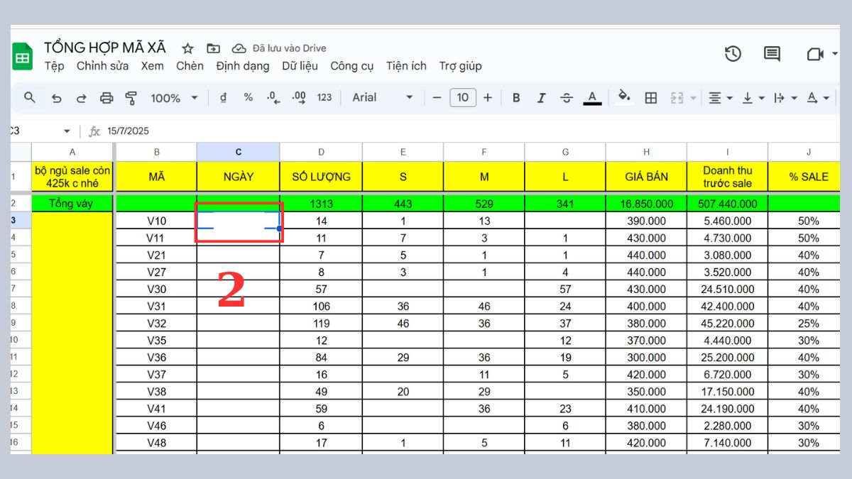 cách định dạng số trong Google Sheet - định dạng ngày bước 2