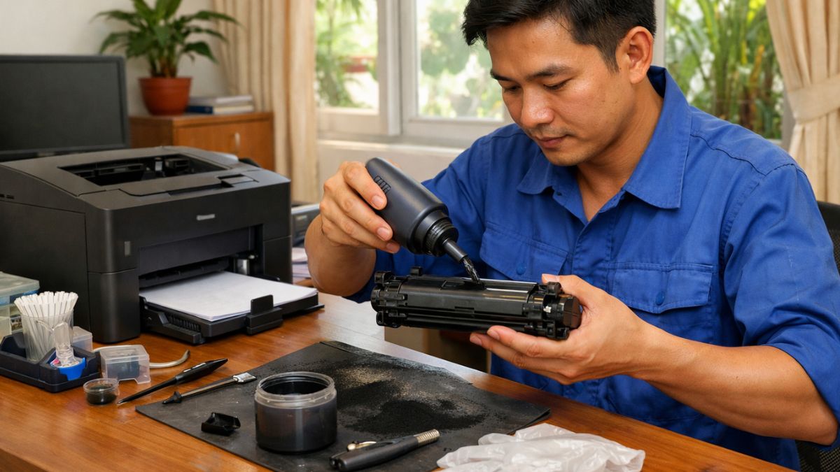 Quy trình đổ mực máy in tại nhà bước 4