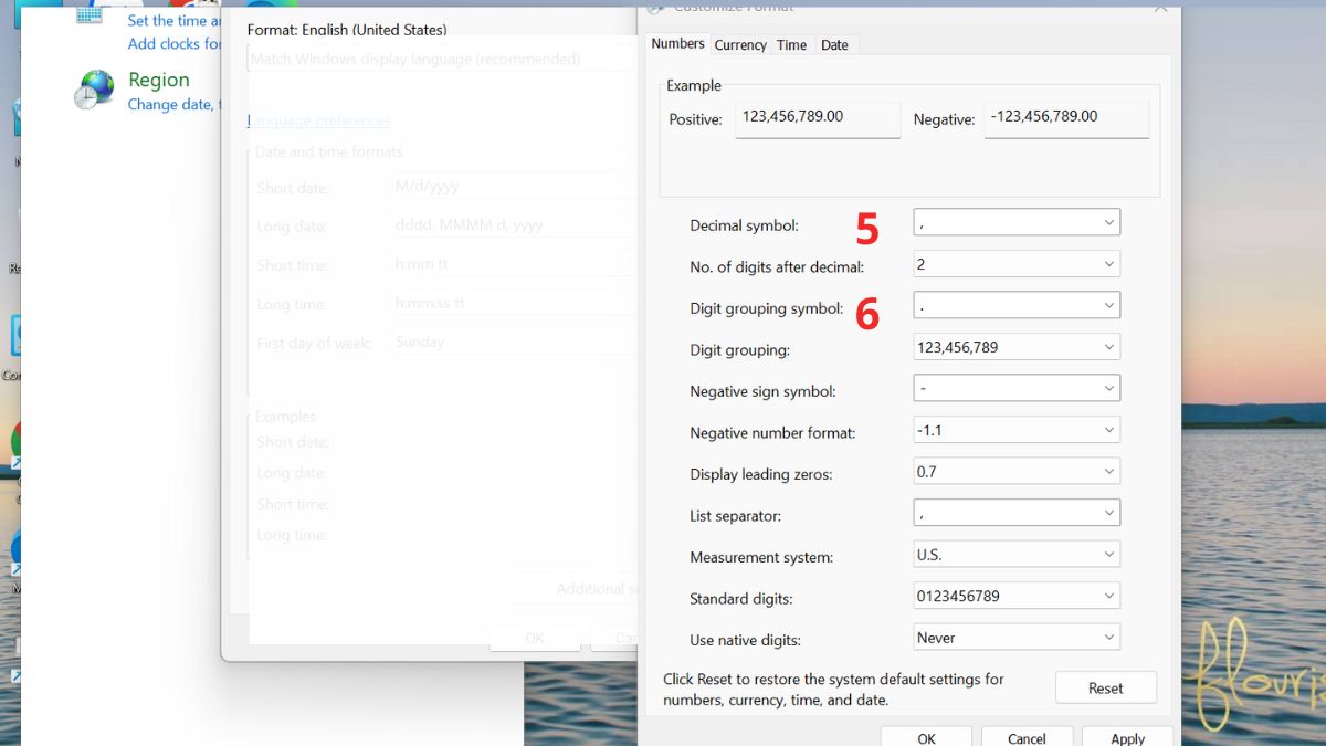 cách đổi dấu phẩy thành dấu chấm trong Word trên windows bước 2