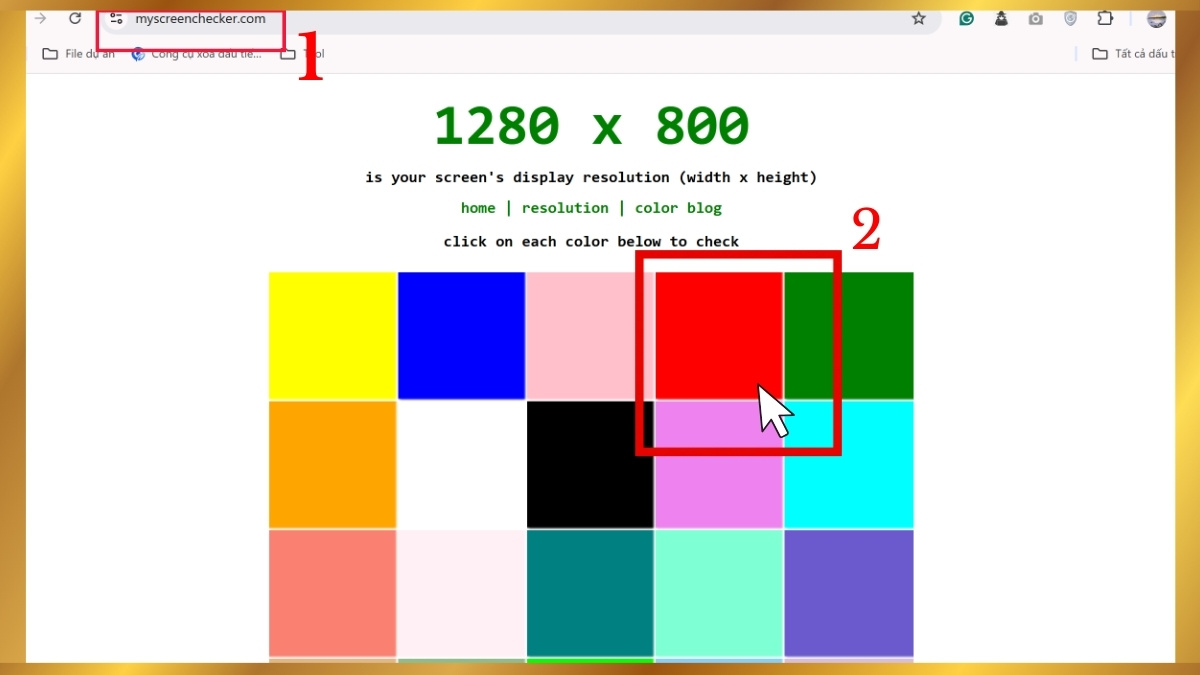 Cách kiểm tra điểm chết màn hình bằng dùng website và phần mềm chuyên dụng bước 1