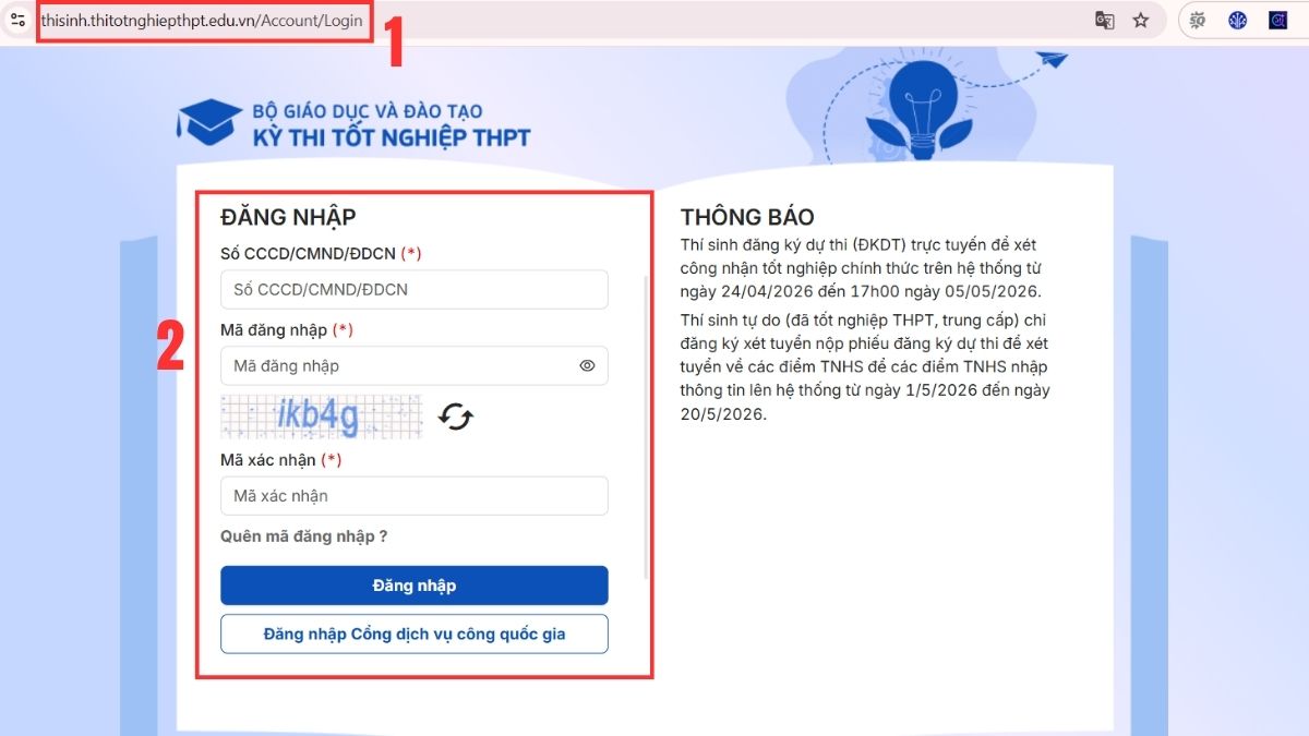 Xem danh sách trúng tuyển trên Hệ thống chung của Bộ GD&ĐT bước 2