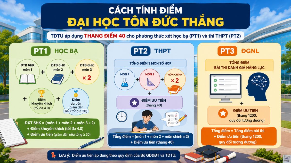 Cách tính điểm Đại học Tôn Đức Thắng
