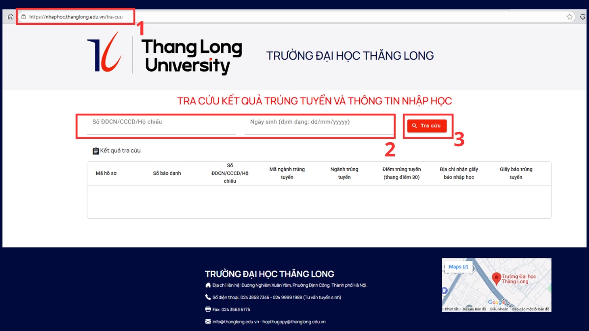Tra cứu trực tuyến trên website trường