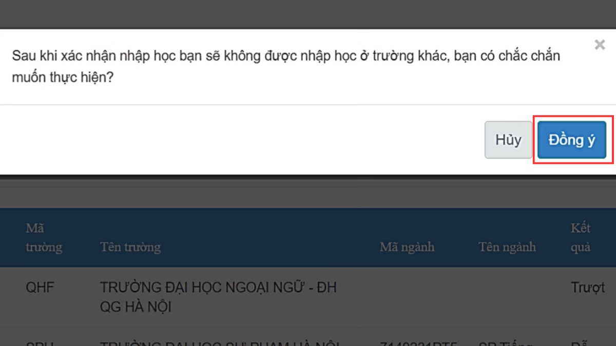 Hướng dẫn các bước xác nhận nhập học đại học Thương Mại bước 4