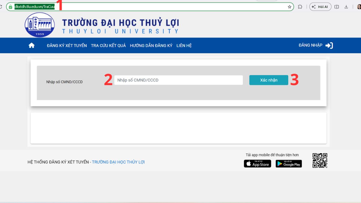 Hướng dẫn tra cứu kết quả trúng tuyển Đại học Thủy Lợi trên web trường