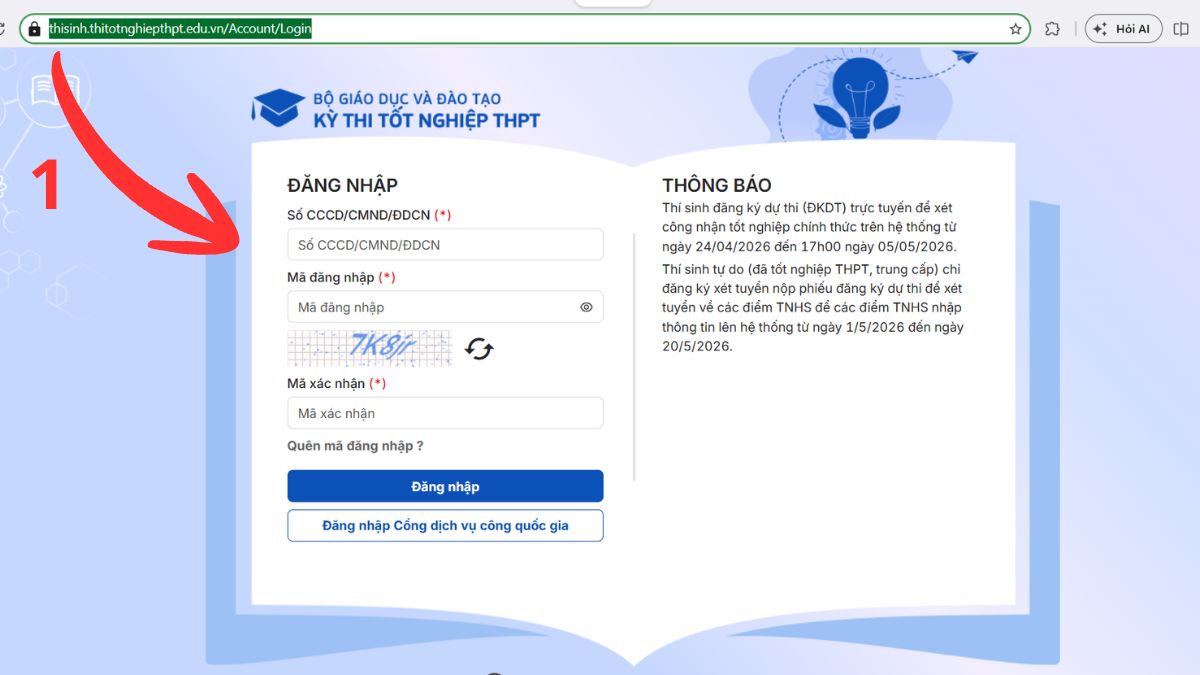 Xem danh sách trúng tuyển trên Hệ thống chung của Bộ GD&ĐT bước 1