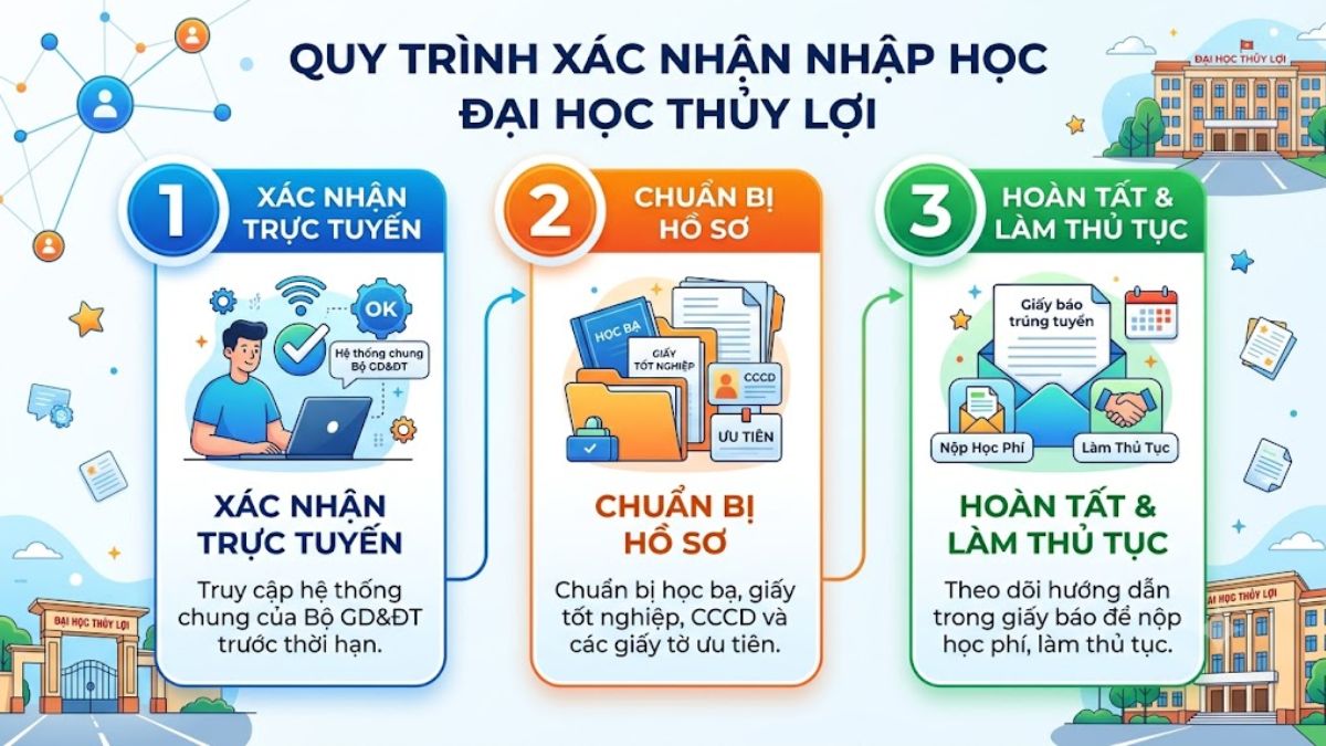 Hướng dẫn các bước xác nhận nhập học Đại học Thủy Lợi
