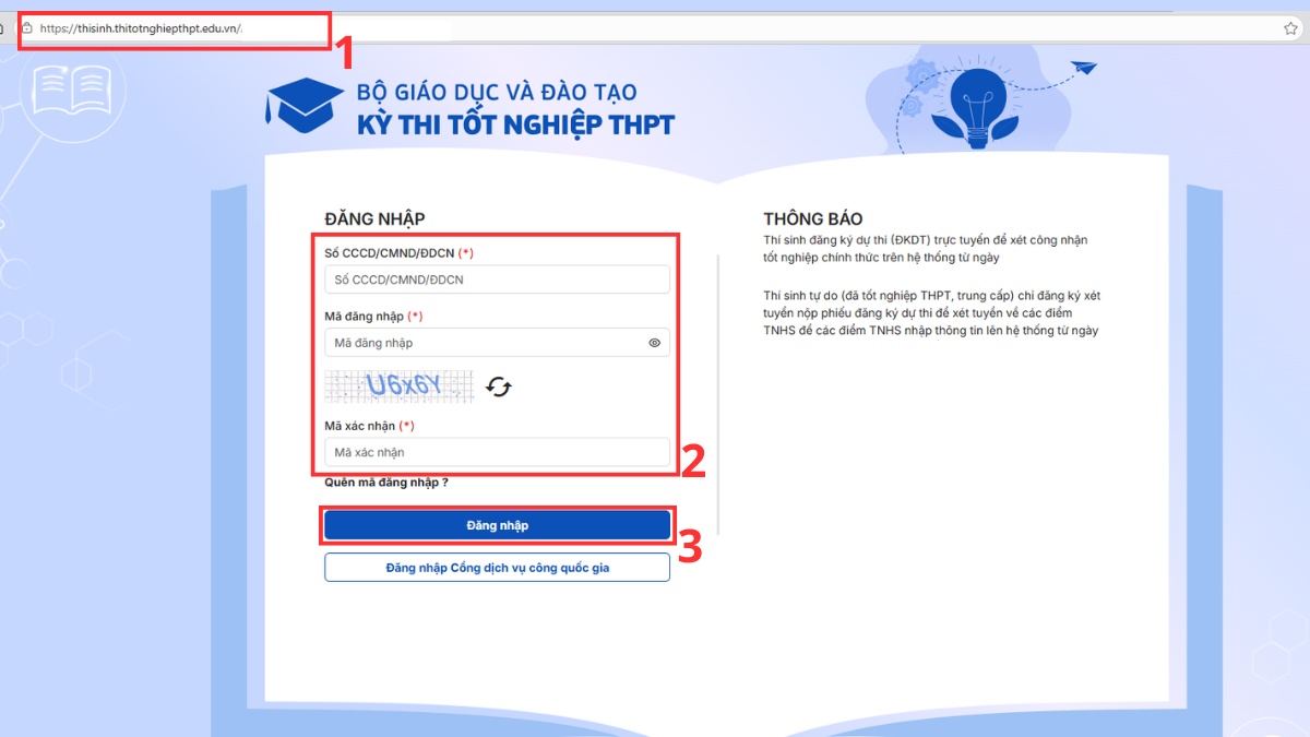 Xem danh sách trúng tuyển trên Hệ thống chung của Bộ GD&ĐT bước 1