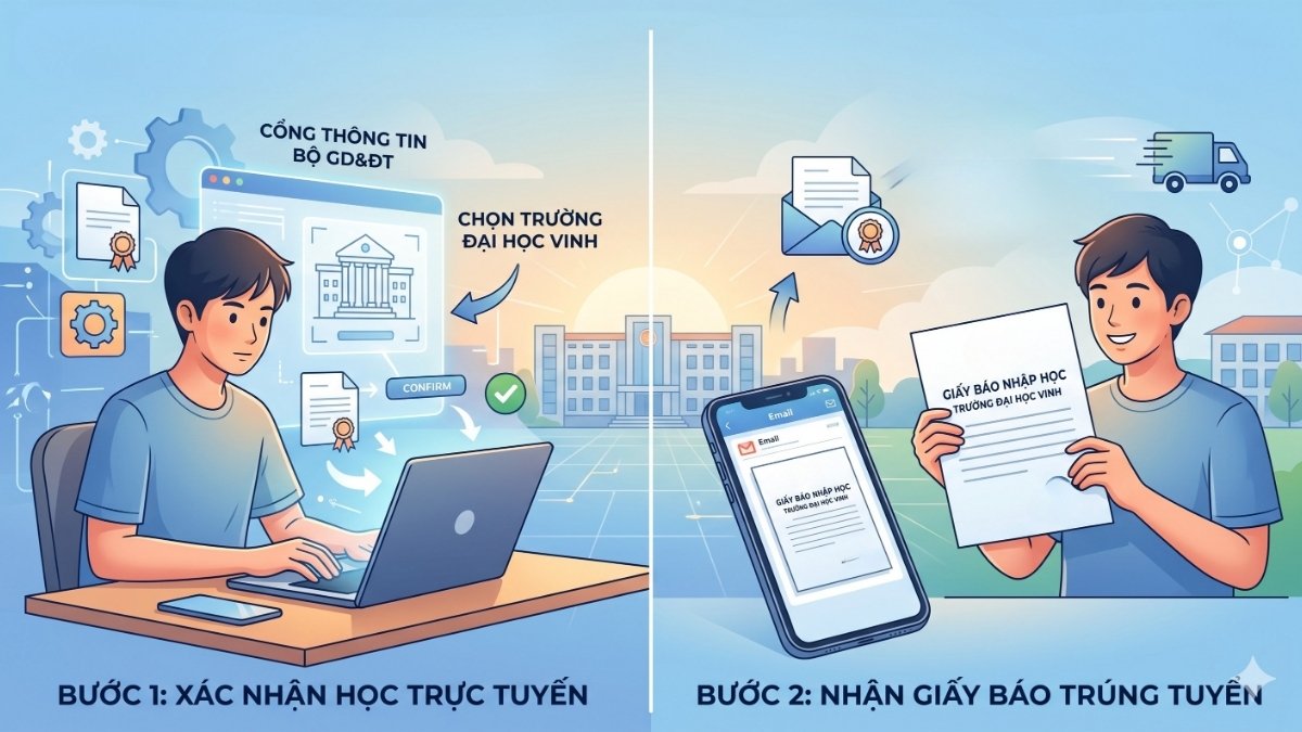 Hướng dẫn các bước xác nhận nhập học đại học Vinh