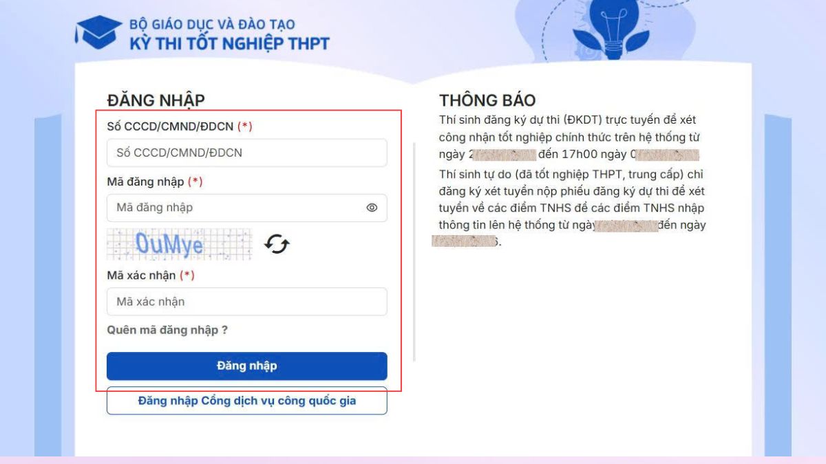 Xem danh sách trúng tuyển trên Hệ thống chung của Bộ GD&ĐT bước 1
