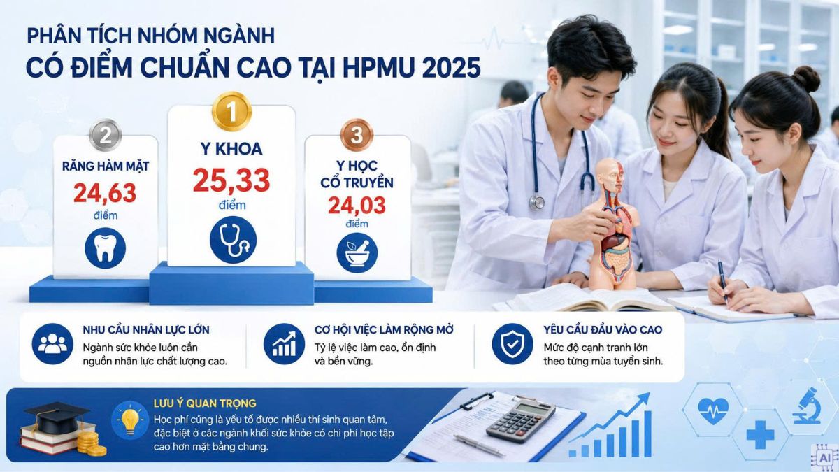 Phân tích nhóm ngành có điểm chuẩn cao tại HPMU 2025