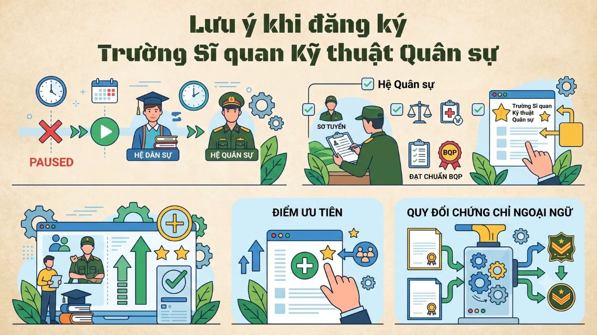 Lưu ý khi đăng ký Trường Sĩ quan Kỹ thuật Quân sự