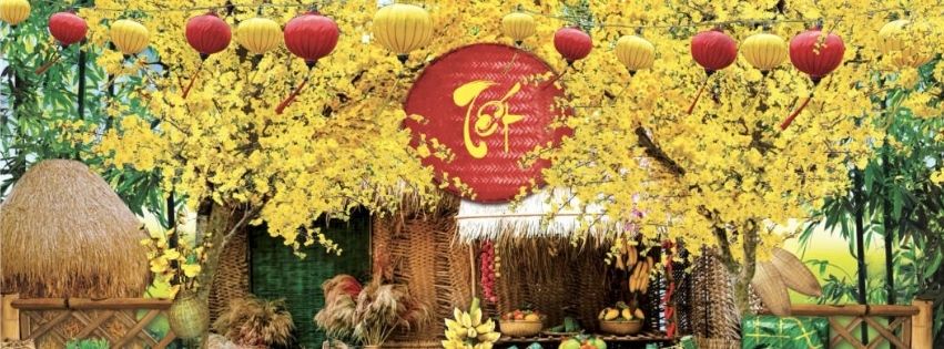 Tạo ảnh bìa phong cảnh ngày tết