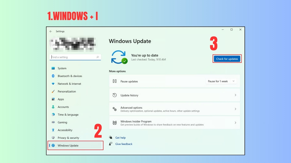 Kiểm tra cập nhật Windows