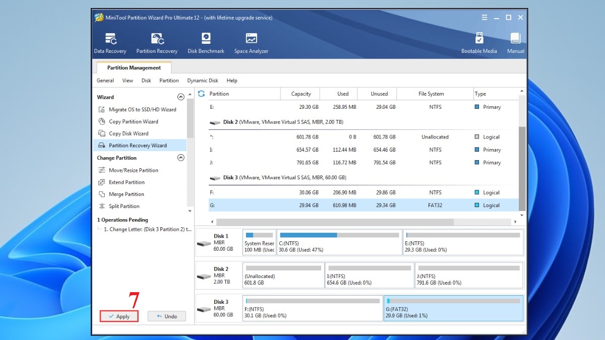 sửa lỗi ổ cứng bị RAW bằng minitool partition wizard bước 4
