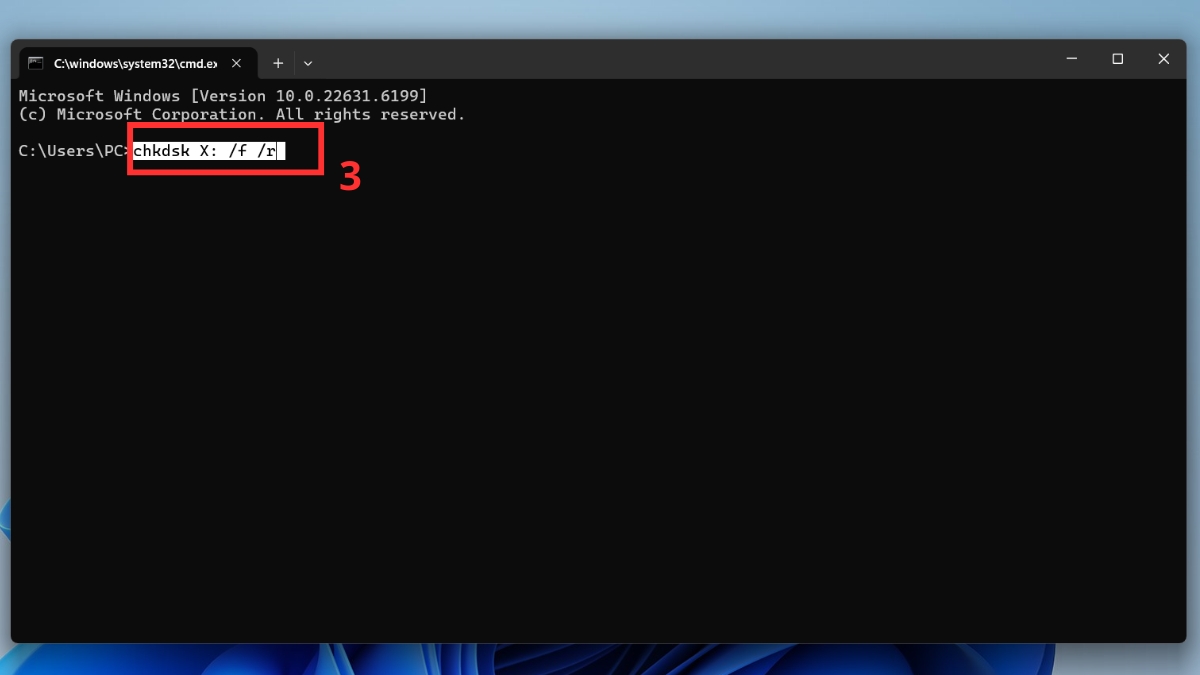 sửa lỗi ổ cứng bị RAW bằng CMD bước 2