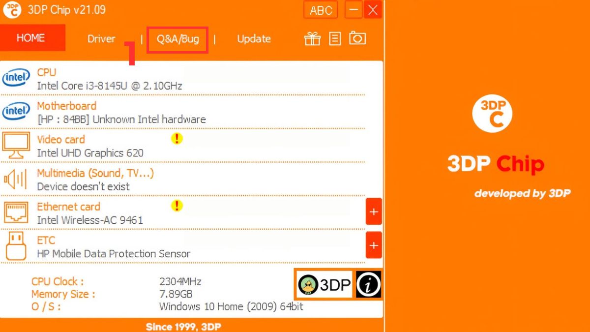Cách sử dụng 3DP Chip để cập nhật Driver khi không có mạng bước 1