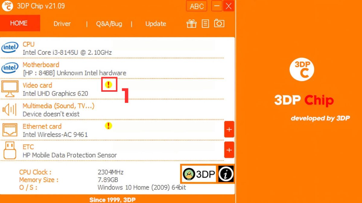 Cách sử dụng 3DP Chip để cập nhật Driver khi có mạng bước 1