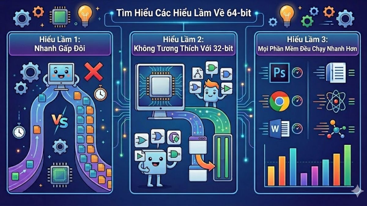 Những hiểu lầm phổ biến về 64 bit là gì?