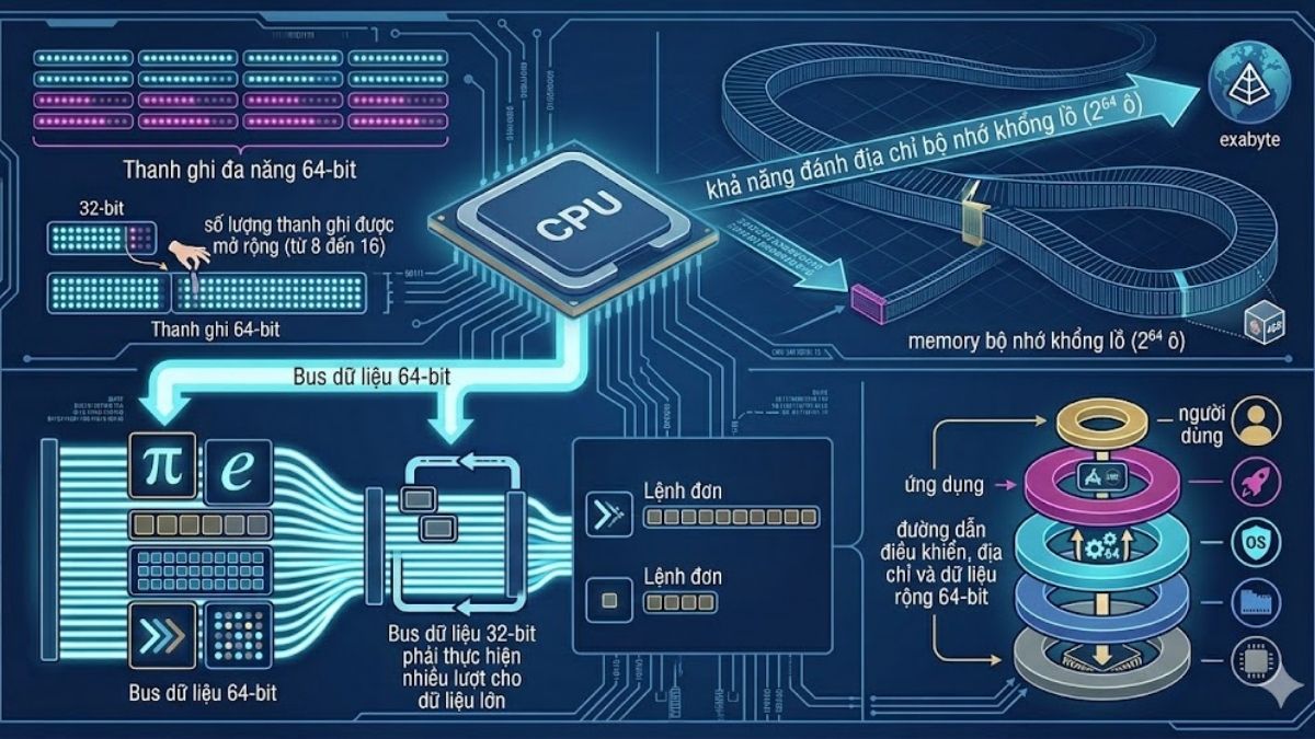64 bit hoạt động như thế nào?