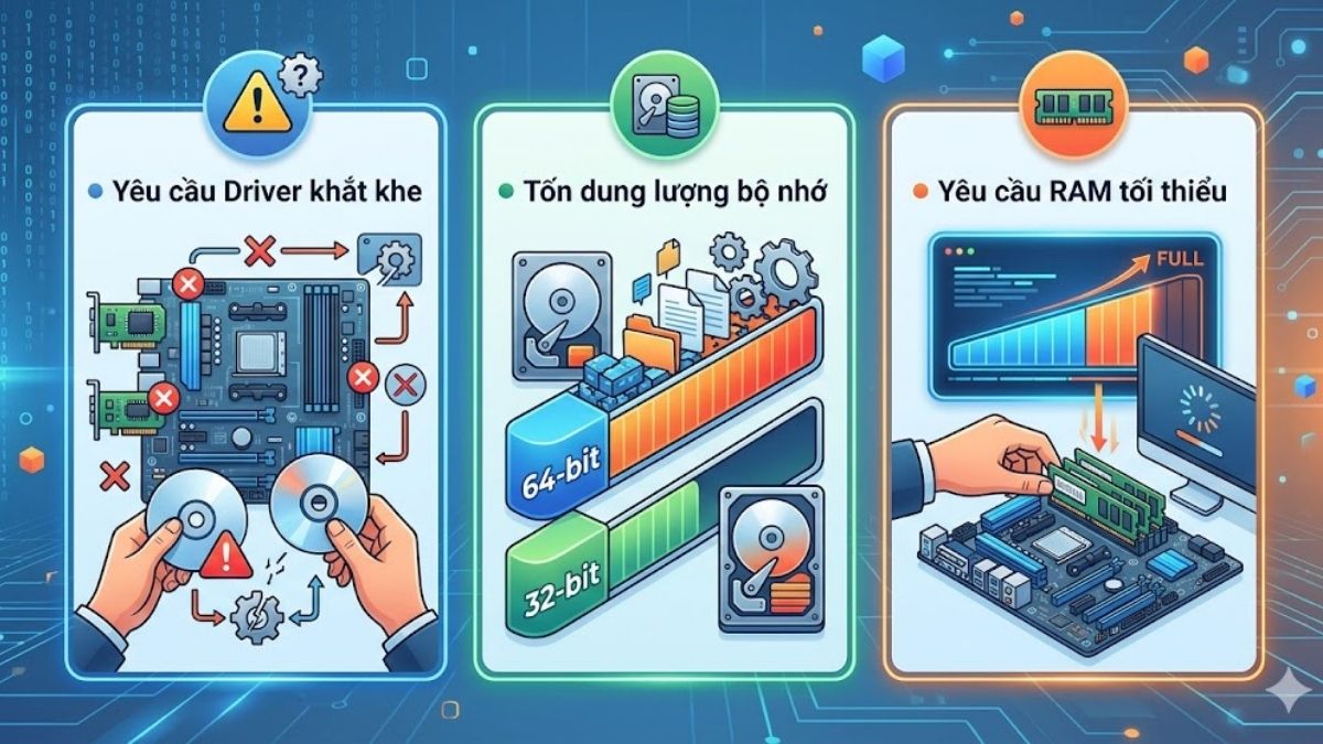 nhược điểm của Windows 64 bit là gì?