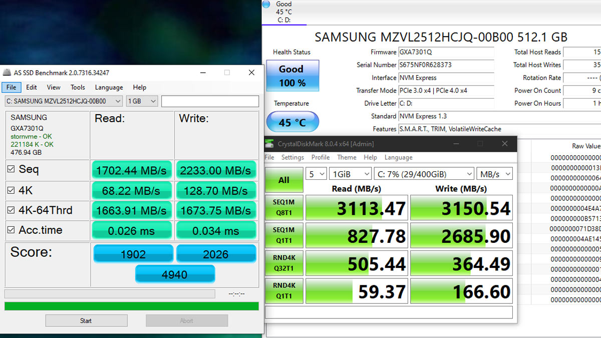 So sánh CrystalDiskMark với AS SSD Benchmark, ATTO Disk Benchmark