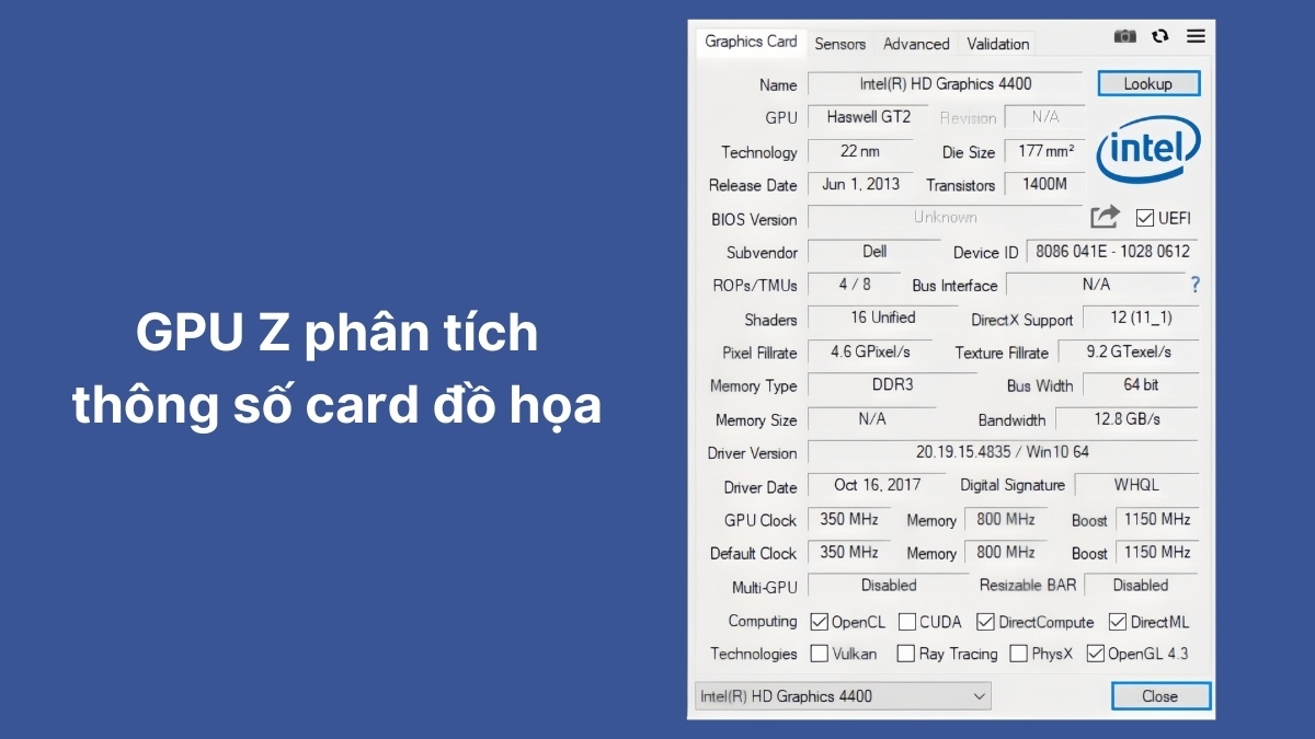 tính năng chính của GPU Z - phân tích thông số card đồ họa