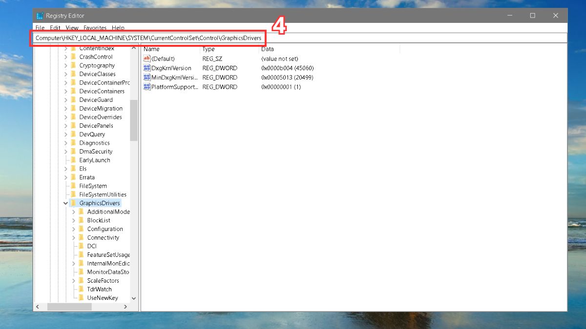 sửa lỗi Display Driver Stopped Responding And Has Recovered bằng cách tùy chỉnh registry bước 2