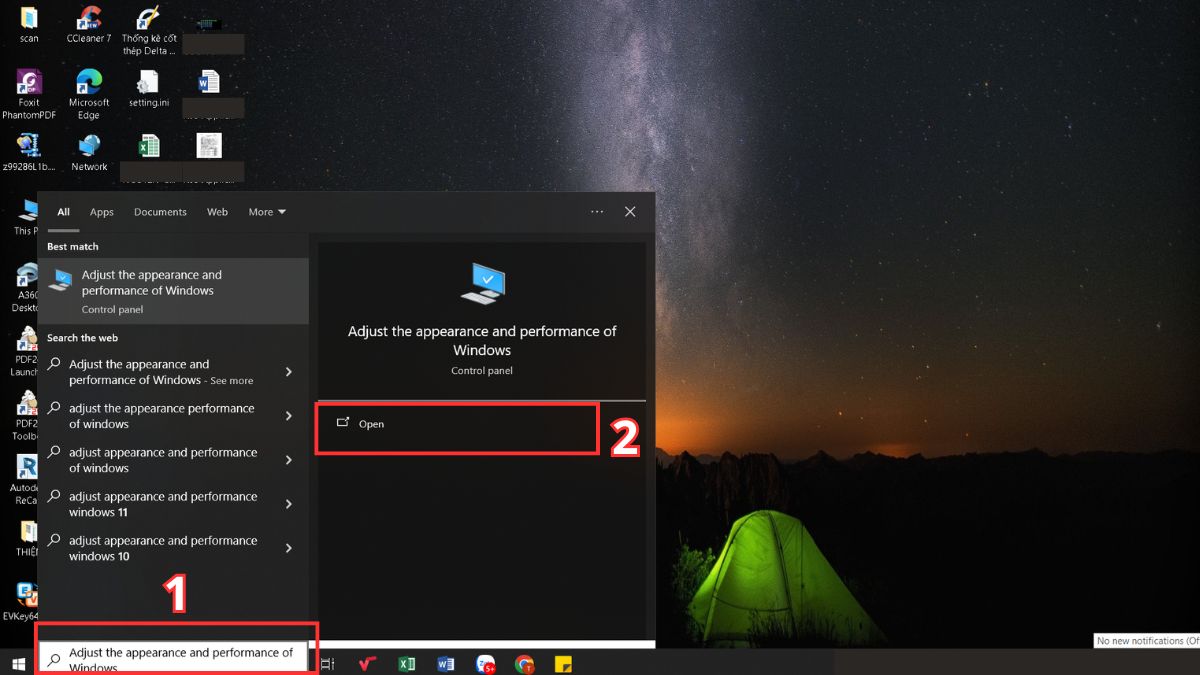 sửa lỗi Display Driver Stopped Responding And Has Recovered tắt hiệu ứng chuyển động bước 1