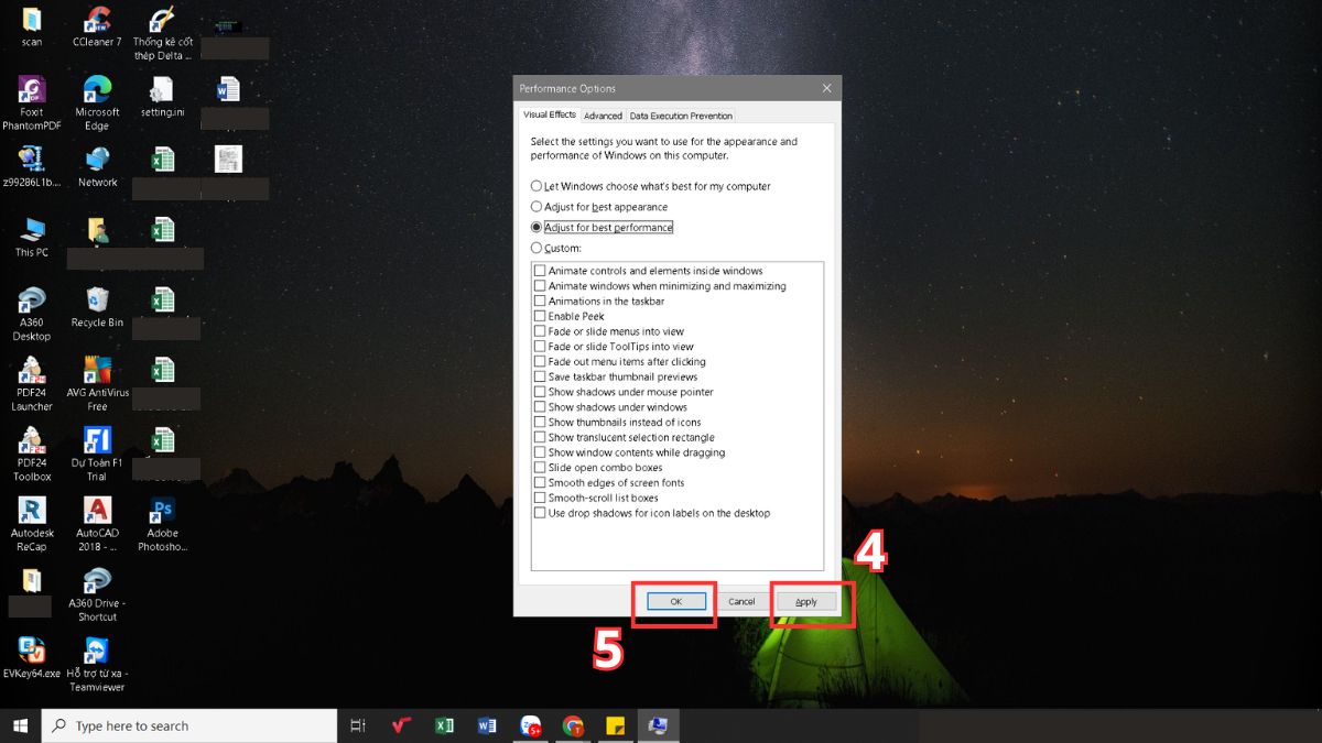 sửa lỗi Display Driver Stopped Responding And Has Recovered tắt hiệu ứng chuyển động bước 3