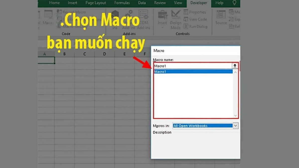 Cách chạy Macro là gì - bước 2