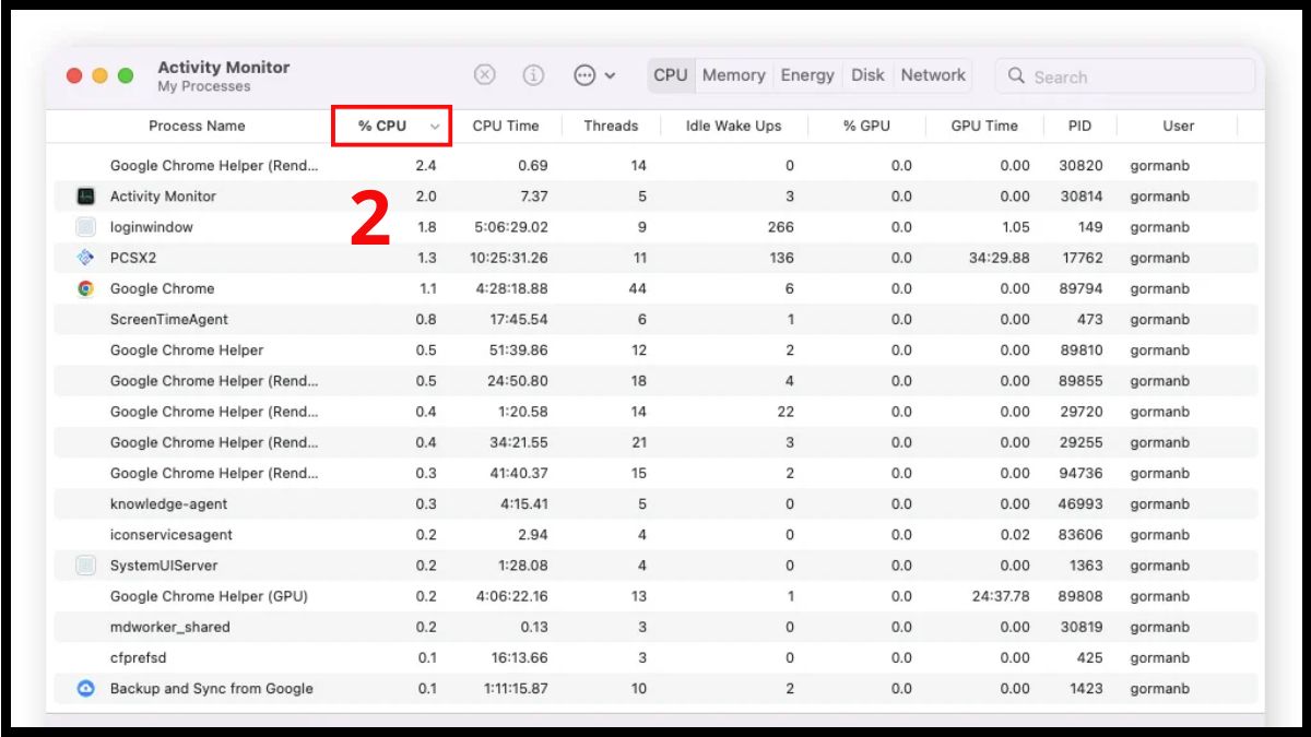 Xem hoạt động của CPU bước 2