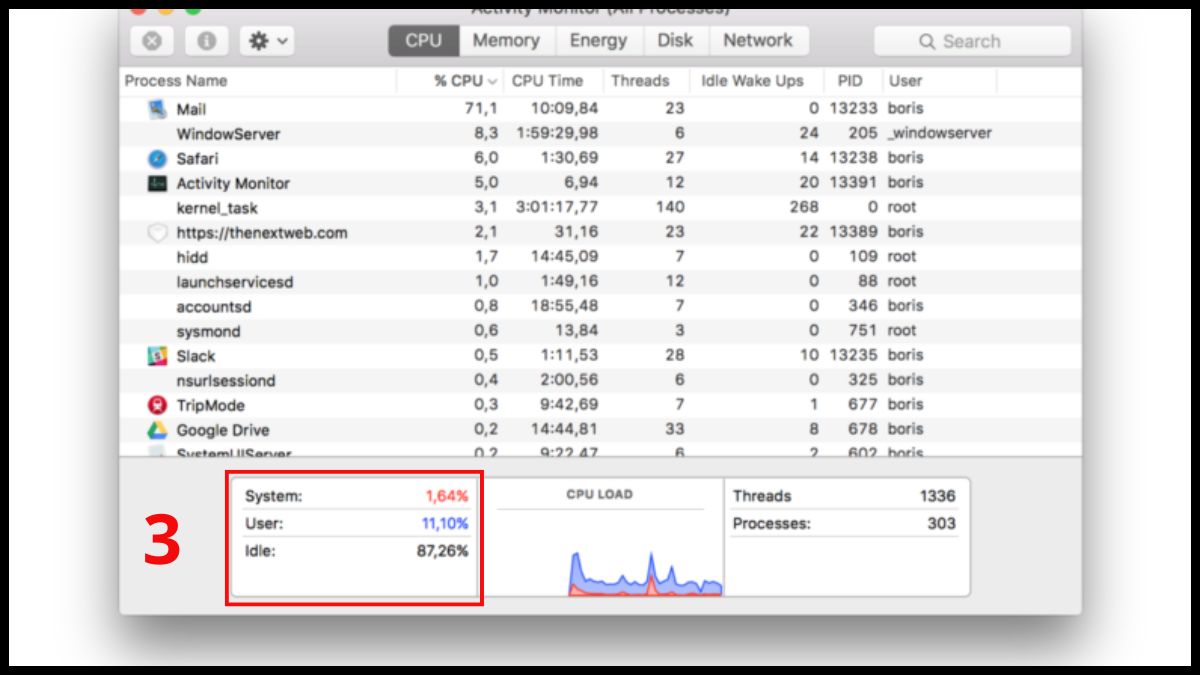 Xem hoạt động của CPU bước 3