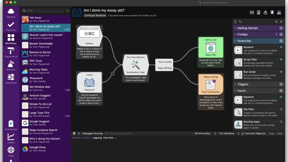 Các tính năng nổi bật của Alfred Powerpack - workflows